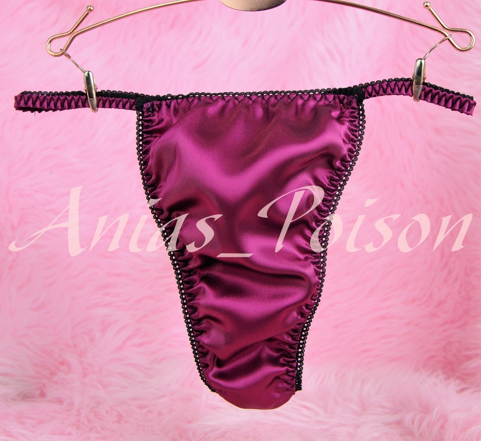 Ultimate Mens satin MANties little slave sissy pouch string side thong humiliation exotic satin panties OS