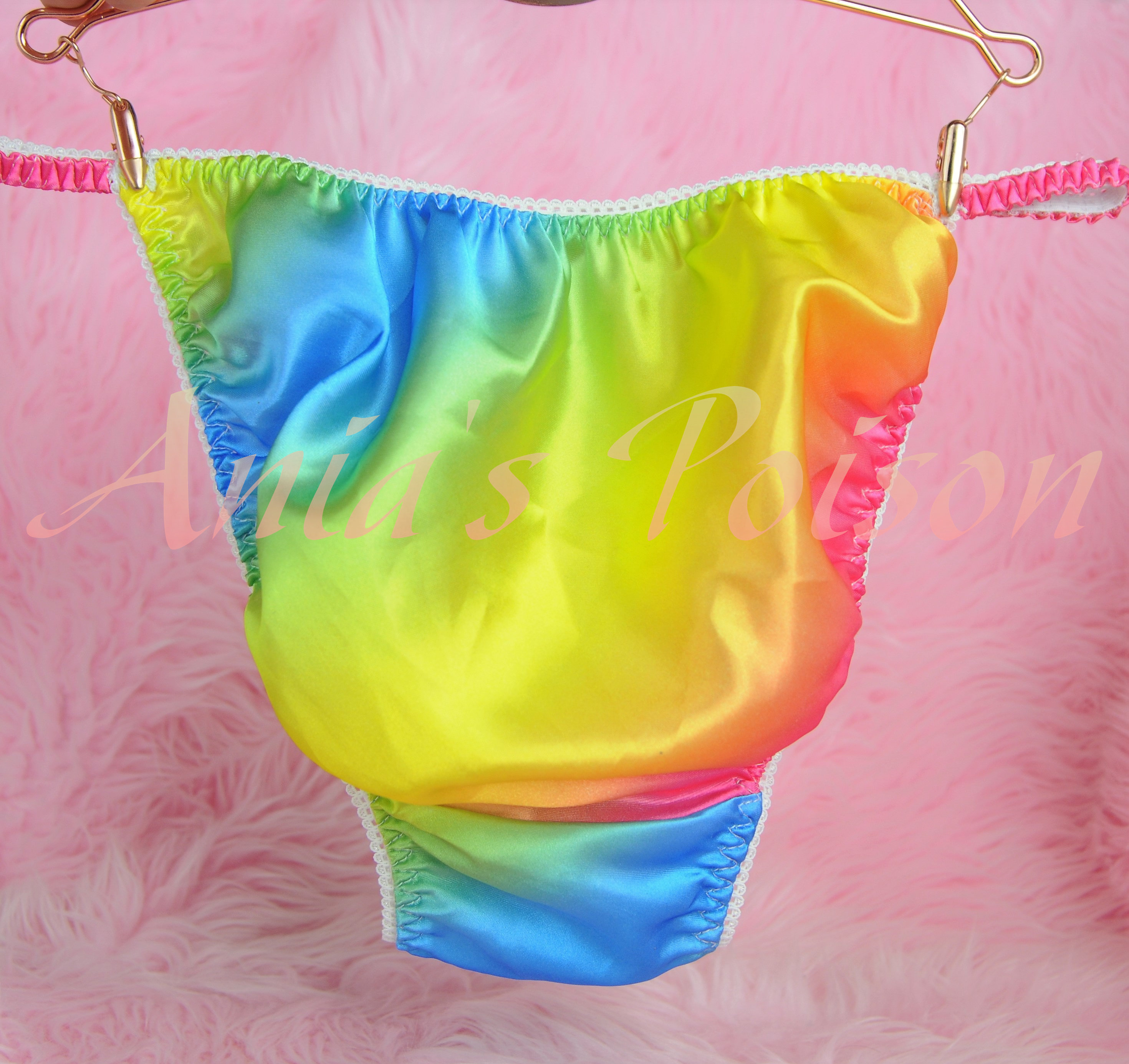 Ania's Poison MANties S - XXL Vintage style rainbow Pride 100% polyester string bikini sissy mens underwear panties