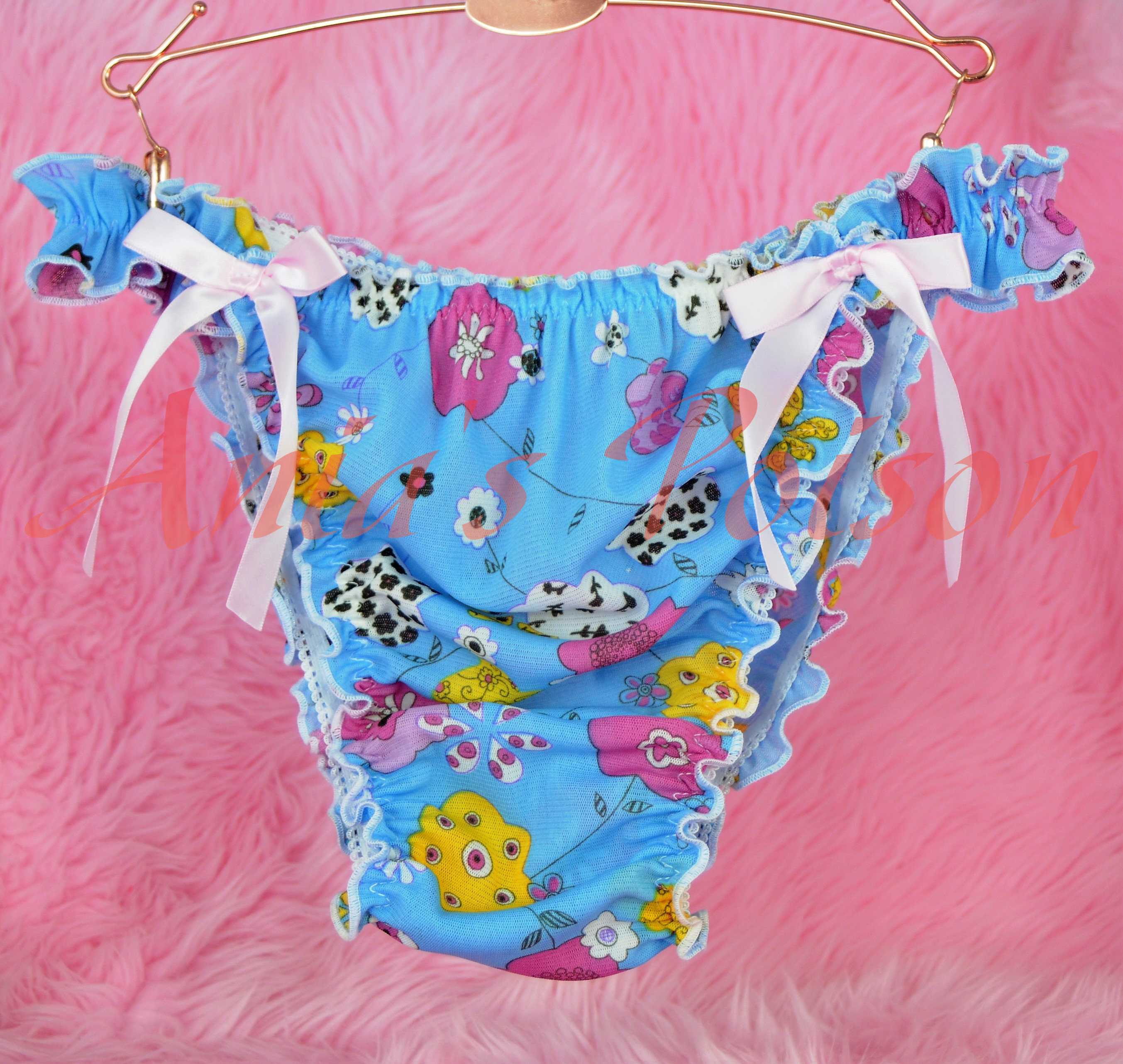 MANties S M L XL XXL Girly floral Mesh stretch Ruffled string bikini sissy mens panties