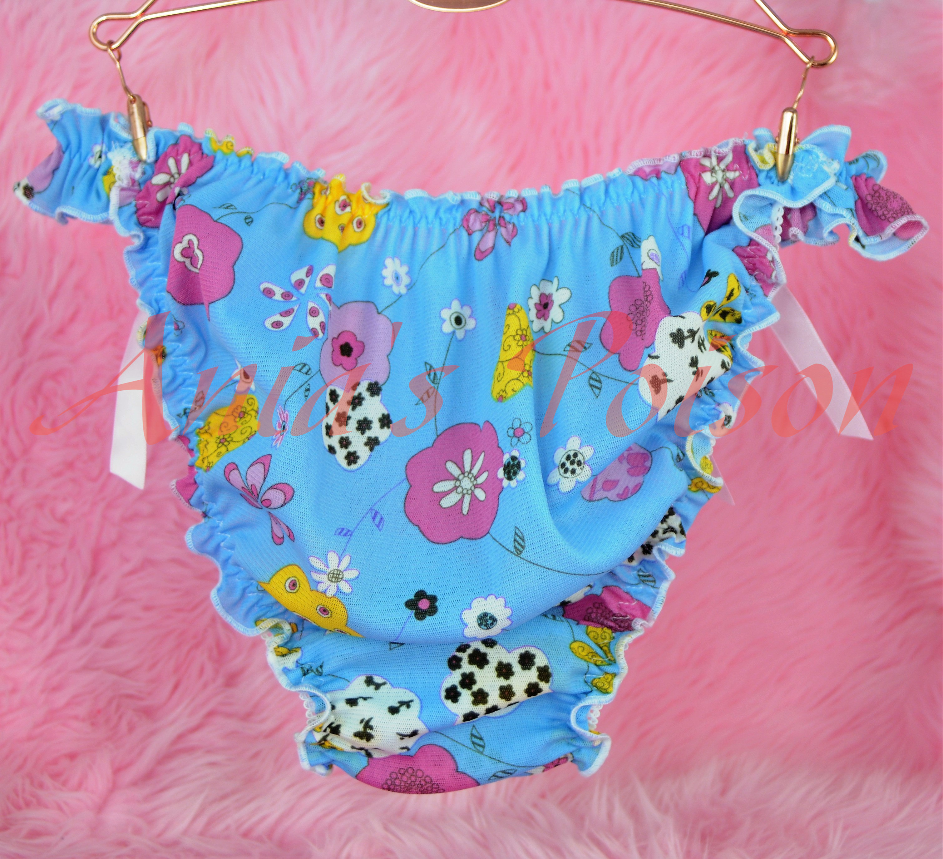 MANties S M L XL XXL Girly floral Mesh stretch Ruffled string bikini sissy mens panties