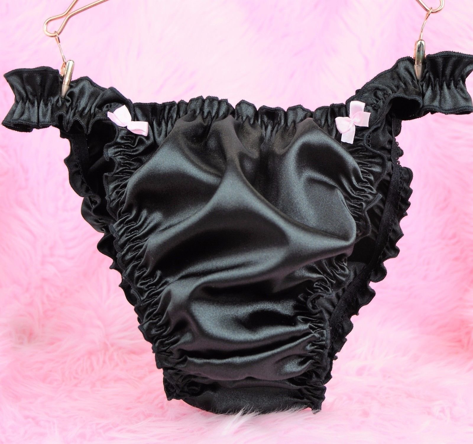 RB SISSY PANTIES! Ruffled Frilly girly string bikini Satin mens panties Many Colors!