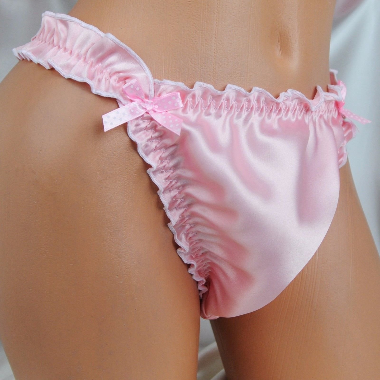 RB SISSY PANTIES! Ruffled Frilly girly string bikini Satin mens panties Many Colors!