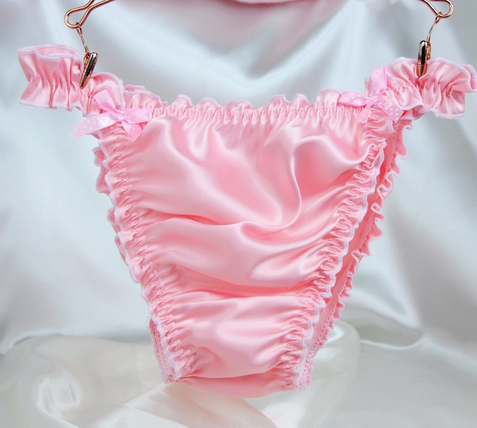 RB SISSY PANTIES! Ruffled Frilly girly string bikini Satin mens panties Many Colors! 00180