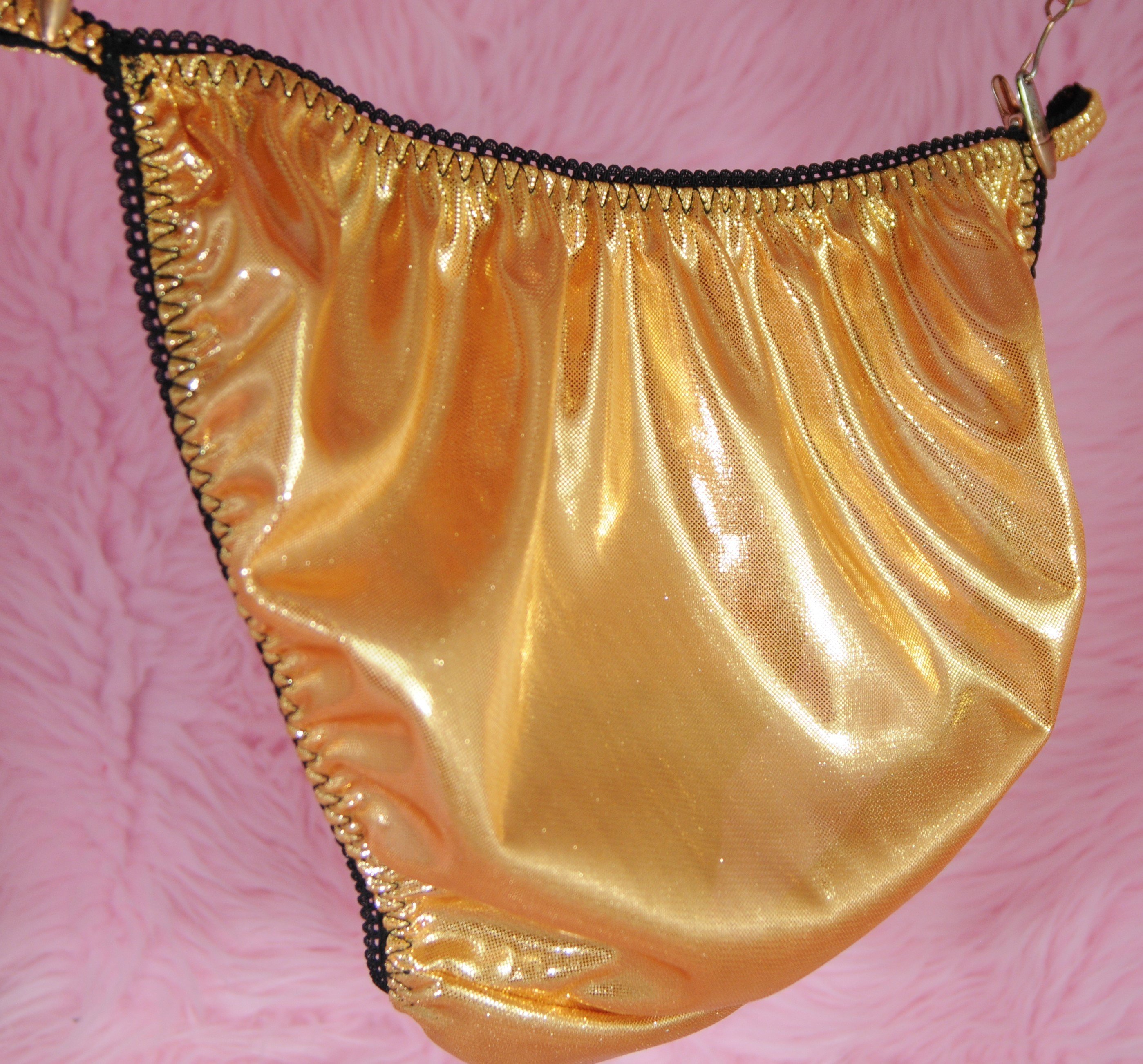 Halloween Orange Black Foil ladies Metallic panties String bikini size S-XXL