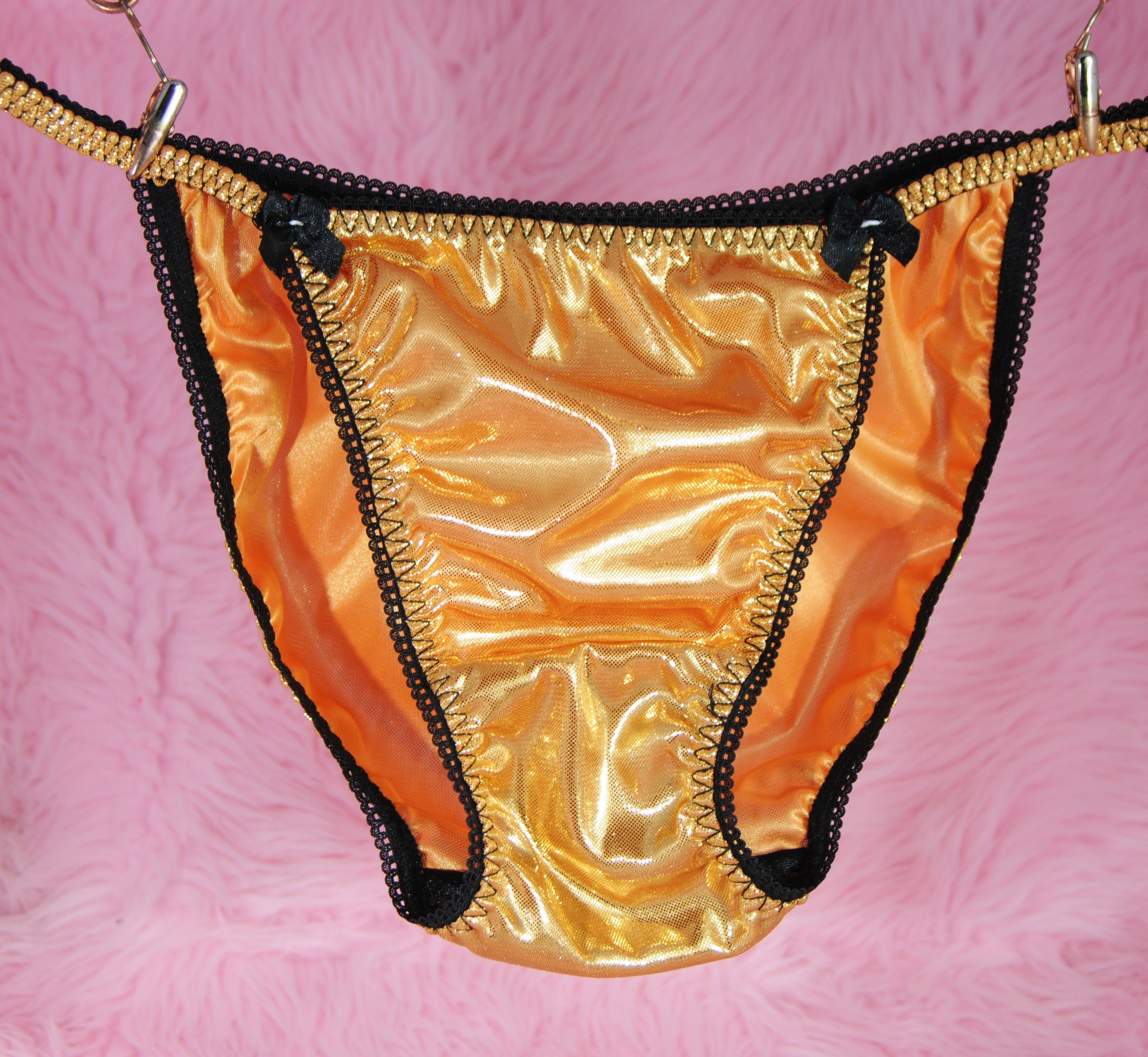 Halloween Orange Black Foil ladies Metallic panties String bikini size S-XXL 00191