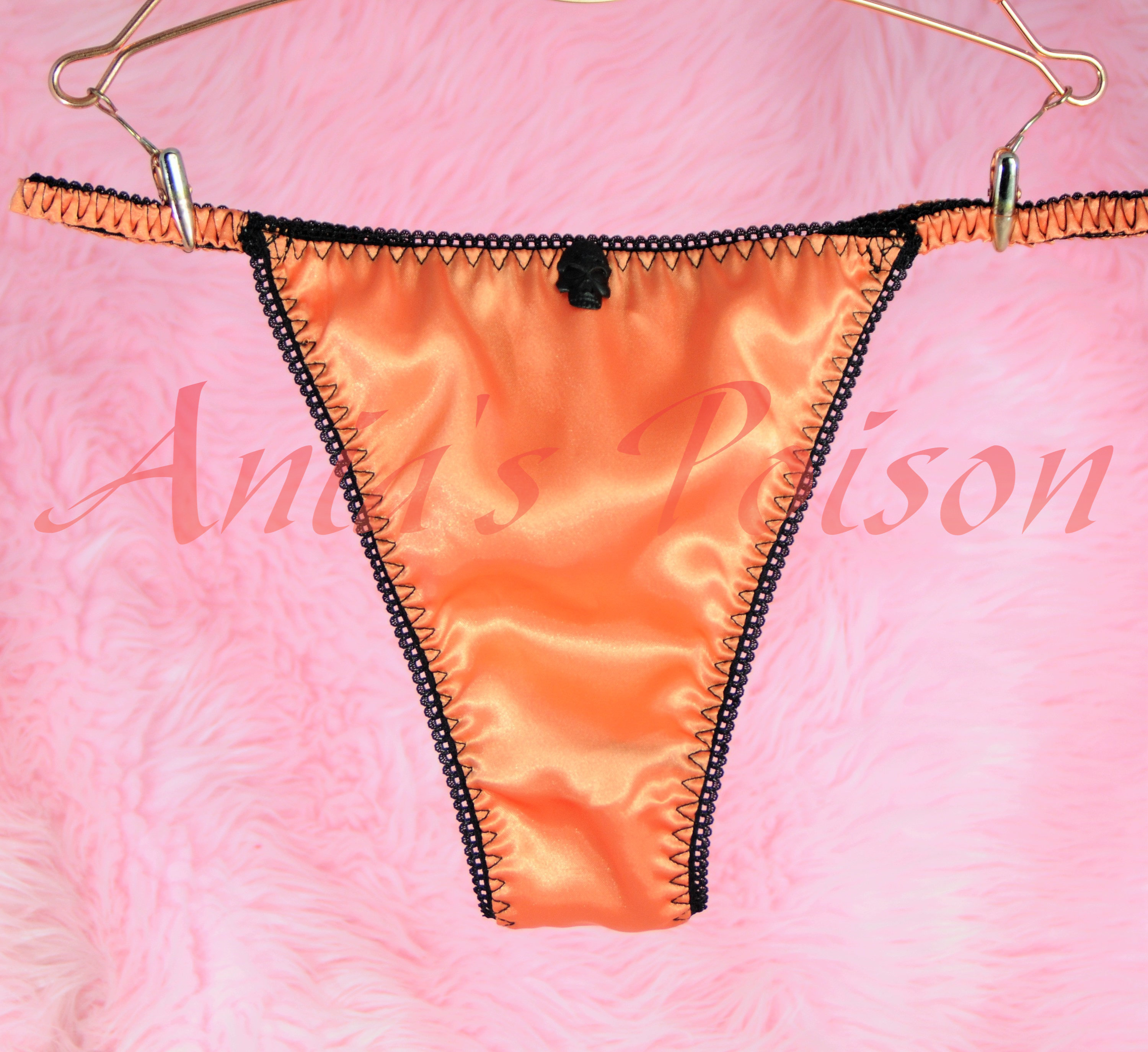 Halloween Collection! Satin lace shiny satin string LADIES triangle T thong panties S/M LXL