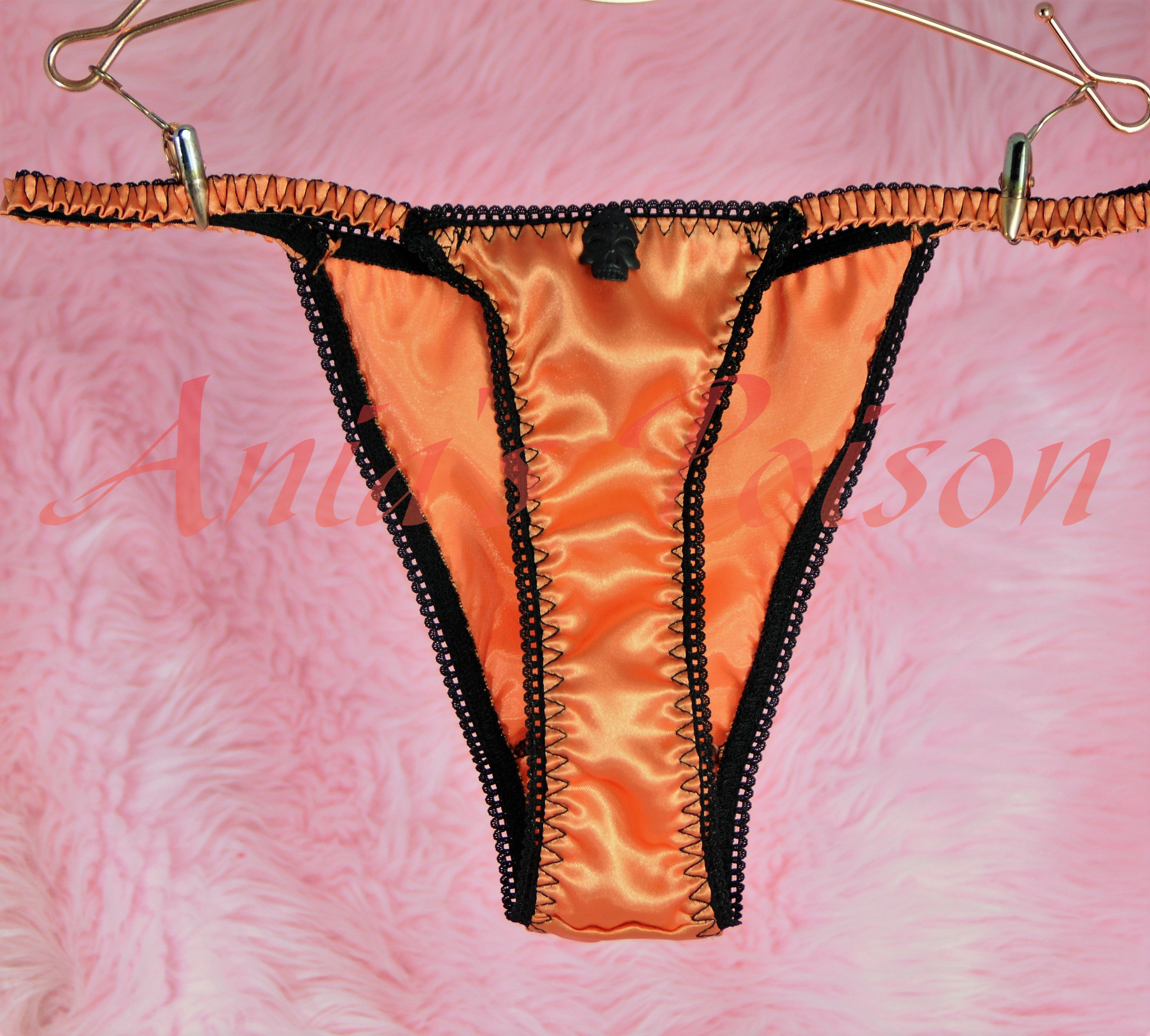 Halloween Collection! Satin lace shiny satin string LADIES triangle T thong panties S/M LXL
