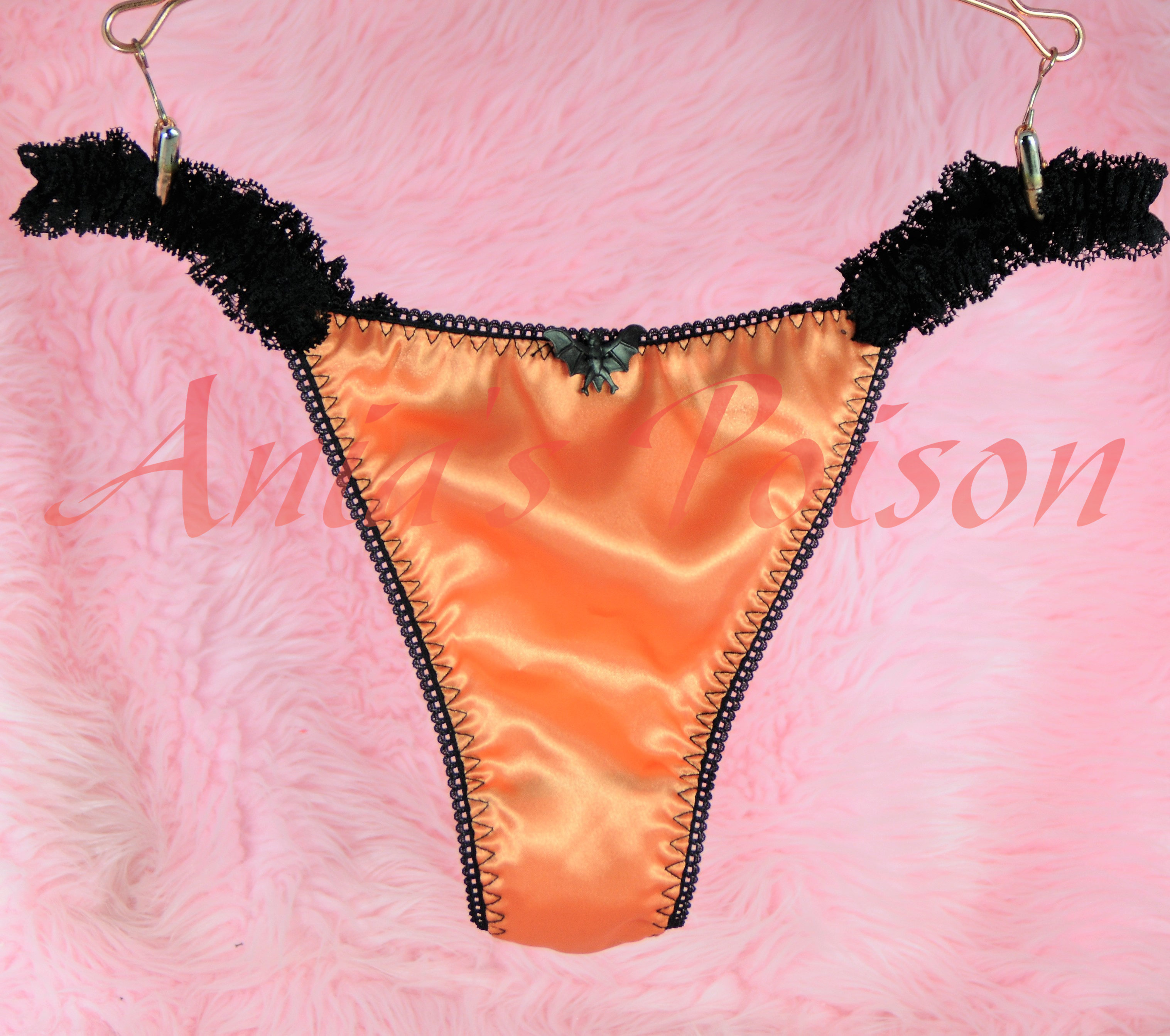 Halloween Collection! Satin lace shiny satin string LADIES triangle T thong panties S/M LXL