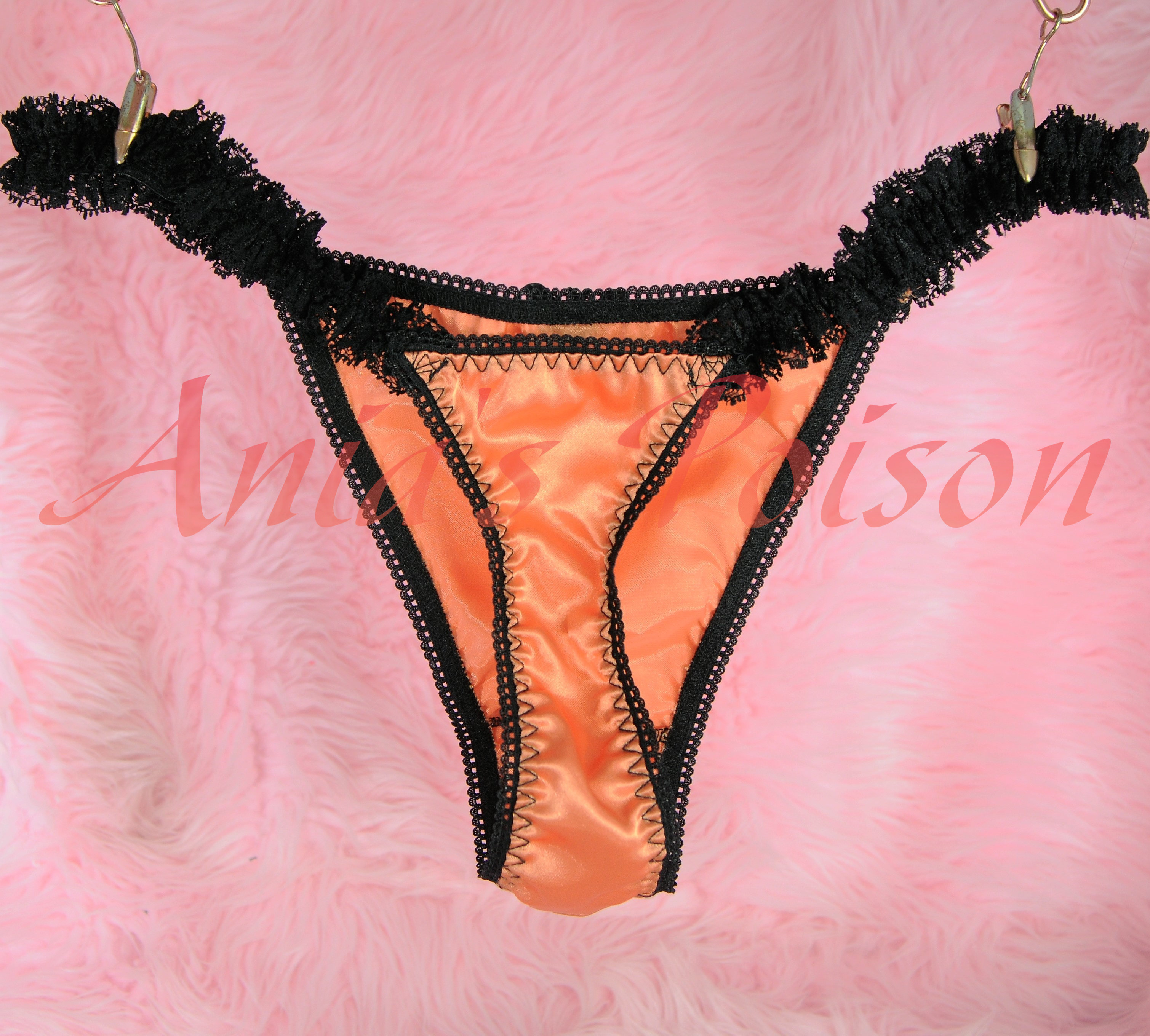 Halloween Collection! Satin lace shiny satin string LADIES triangle T thong panties S/M LXL