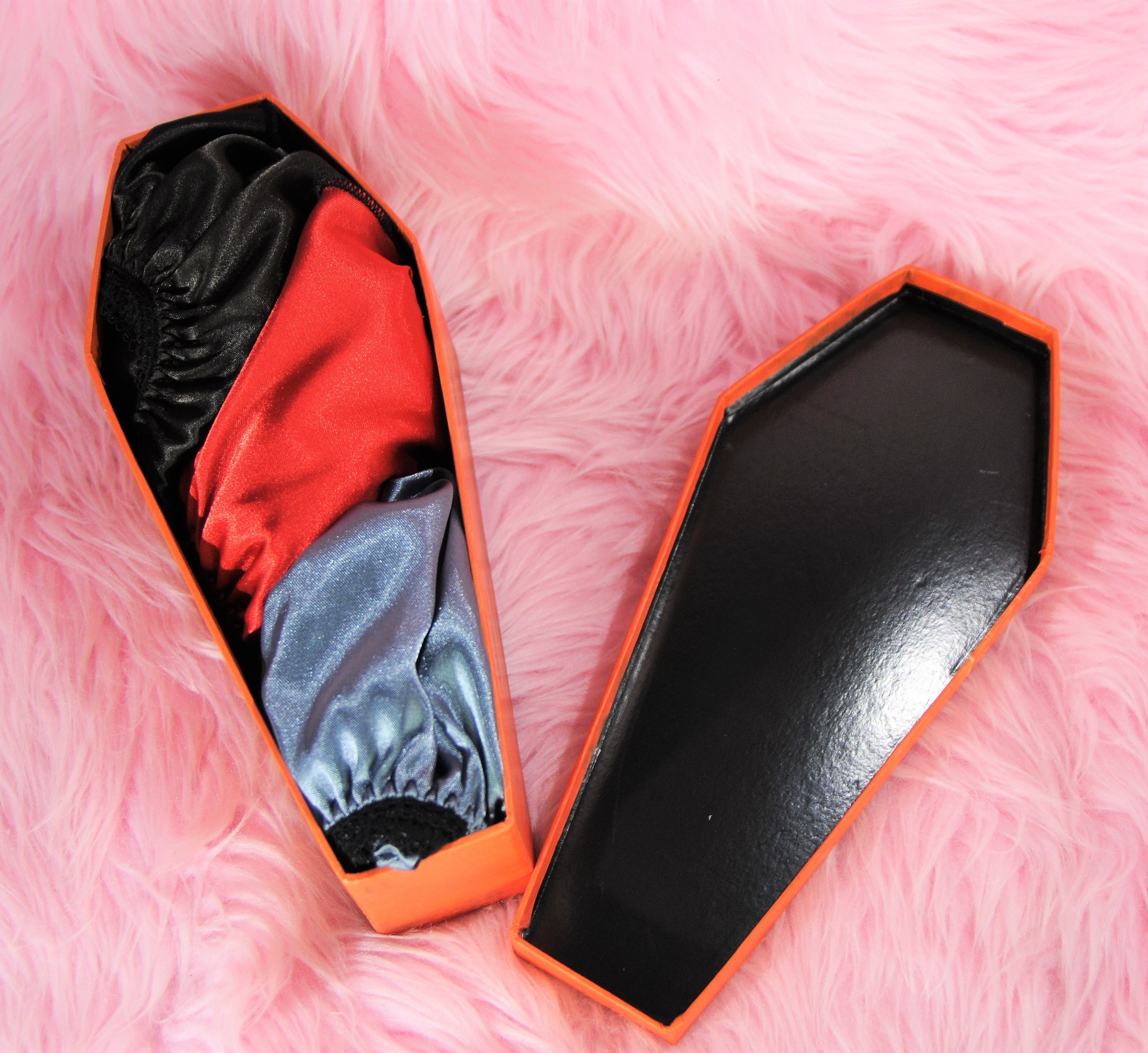 Anias Poison Halloween Gift set 3 pairs of Satin shiny panties in coffin box!