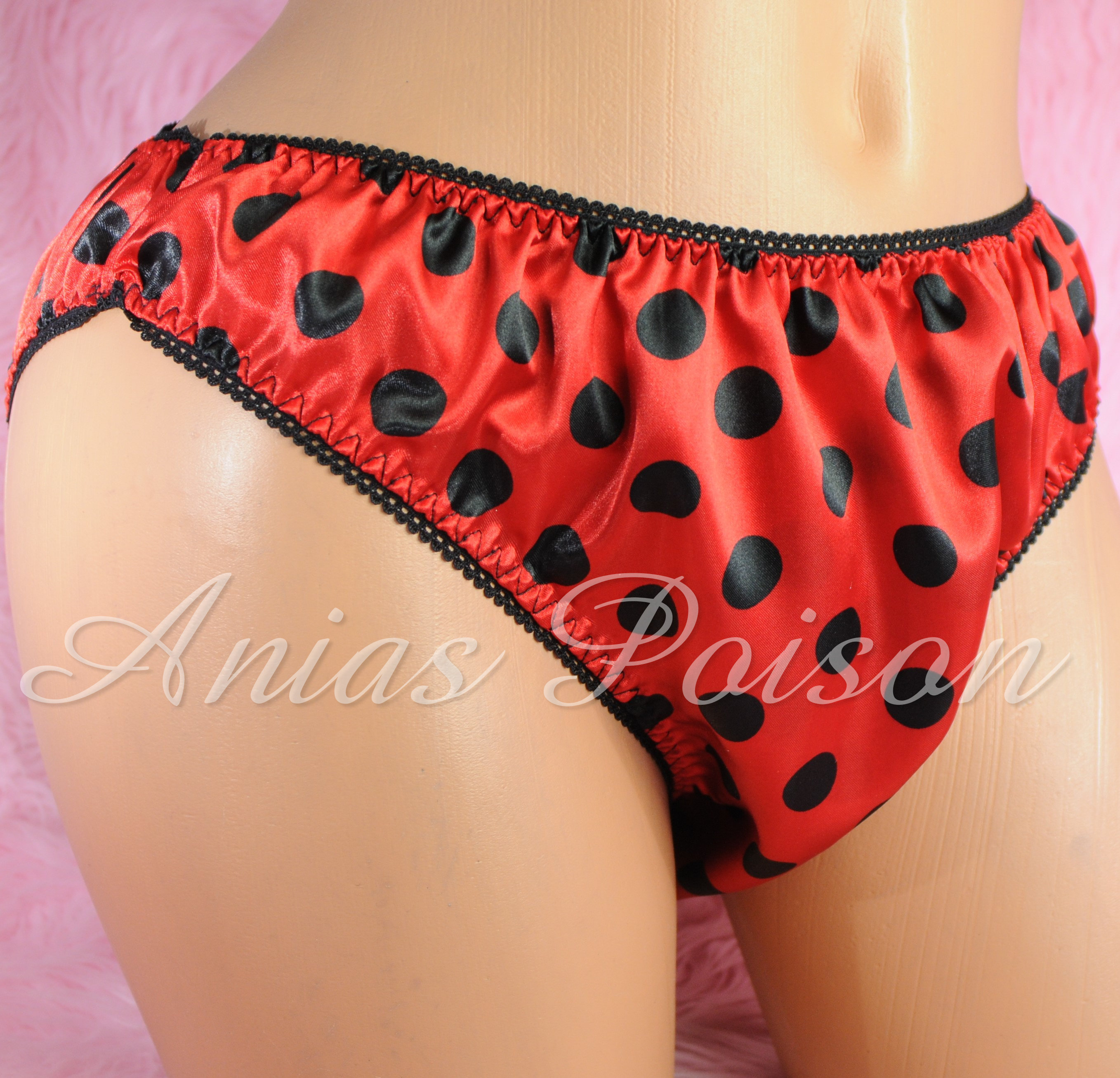 Anias Poison Full Solid color bikini cut Soft satin lined SISSY panties for men MANTIES sz S - XXL