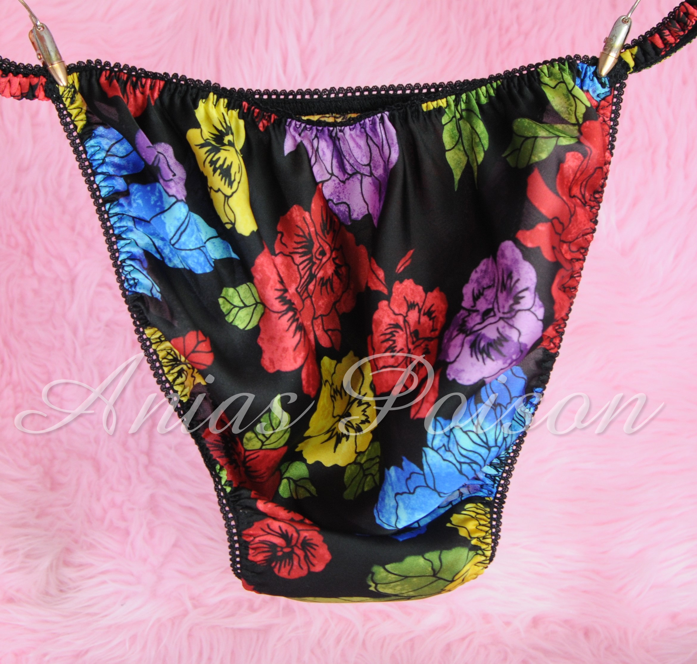 Ania's Poison Mens Panties S - XXL Floral watercolor Prints 100% polyester string bikini sissy mens underwear panties