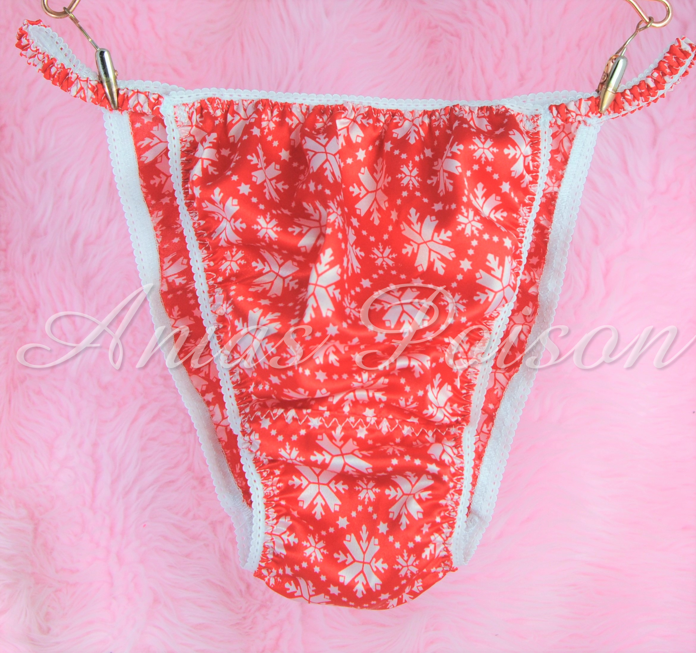 Ania's Poison Christmas Edition 100% polyester string bikini sissy mens underwear panties
