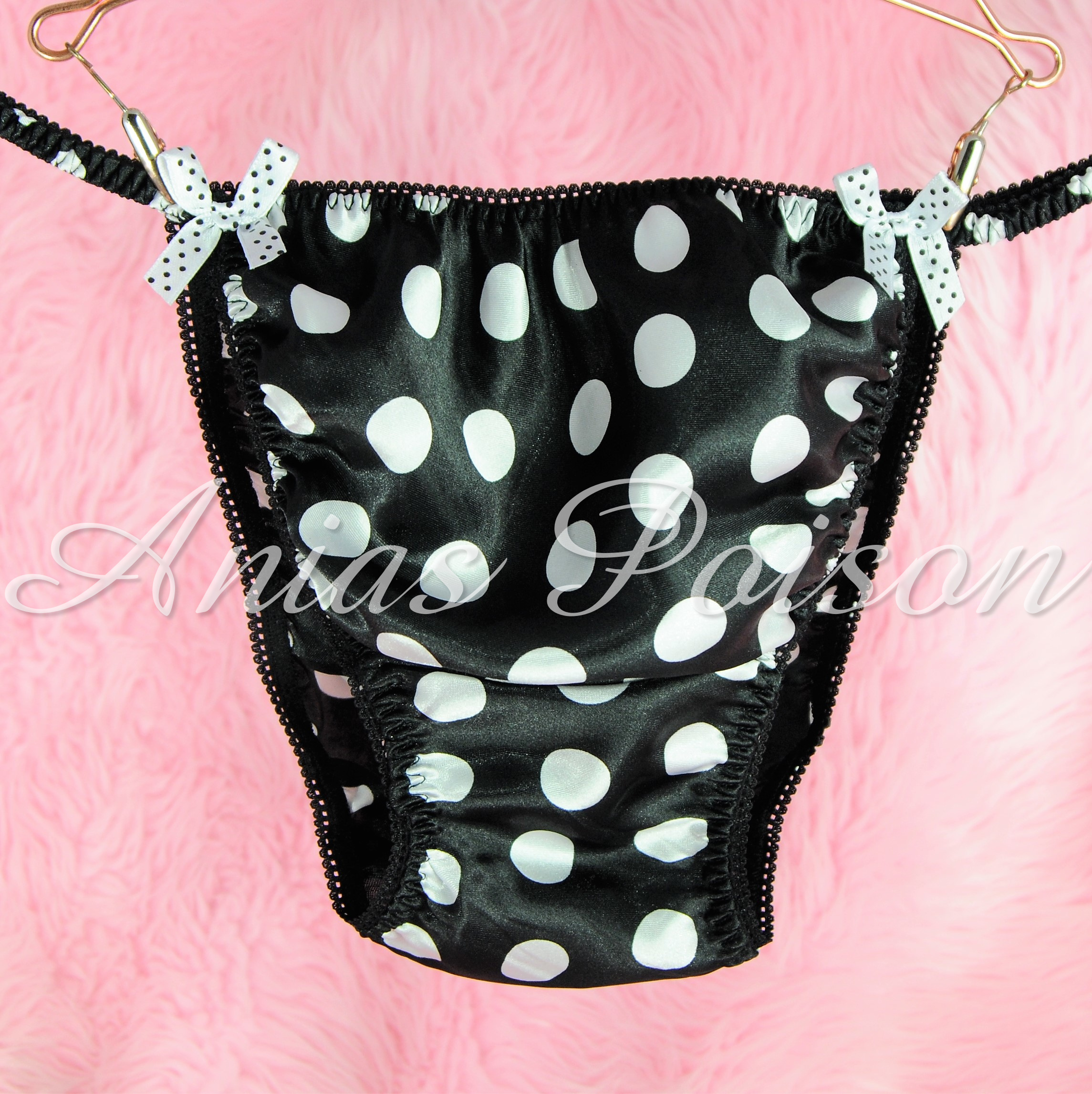 Ania's Poison MANties S - XXL Polka Dot shiny Rare 100% polyester string bikini sissy mens underwear panties