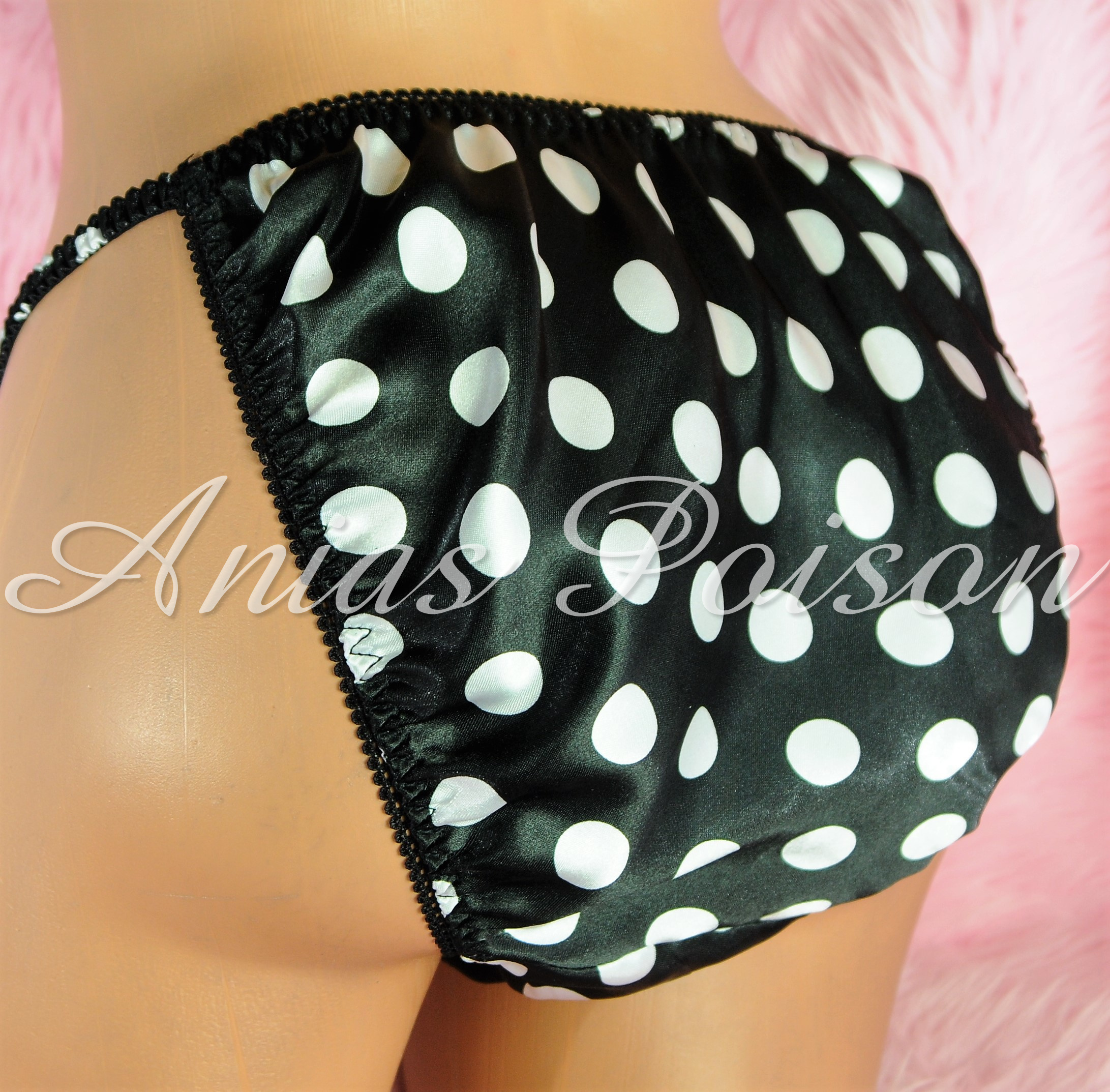 Ania's Poison MANties S - XXL Polka Dot shiny Rare 100% polyester string bikini sissy mens underwear panties