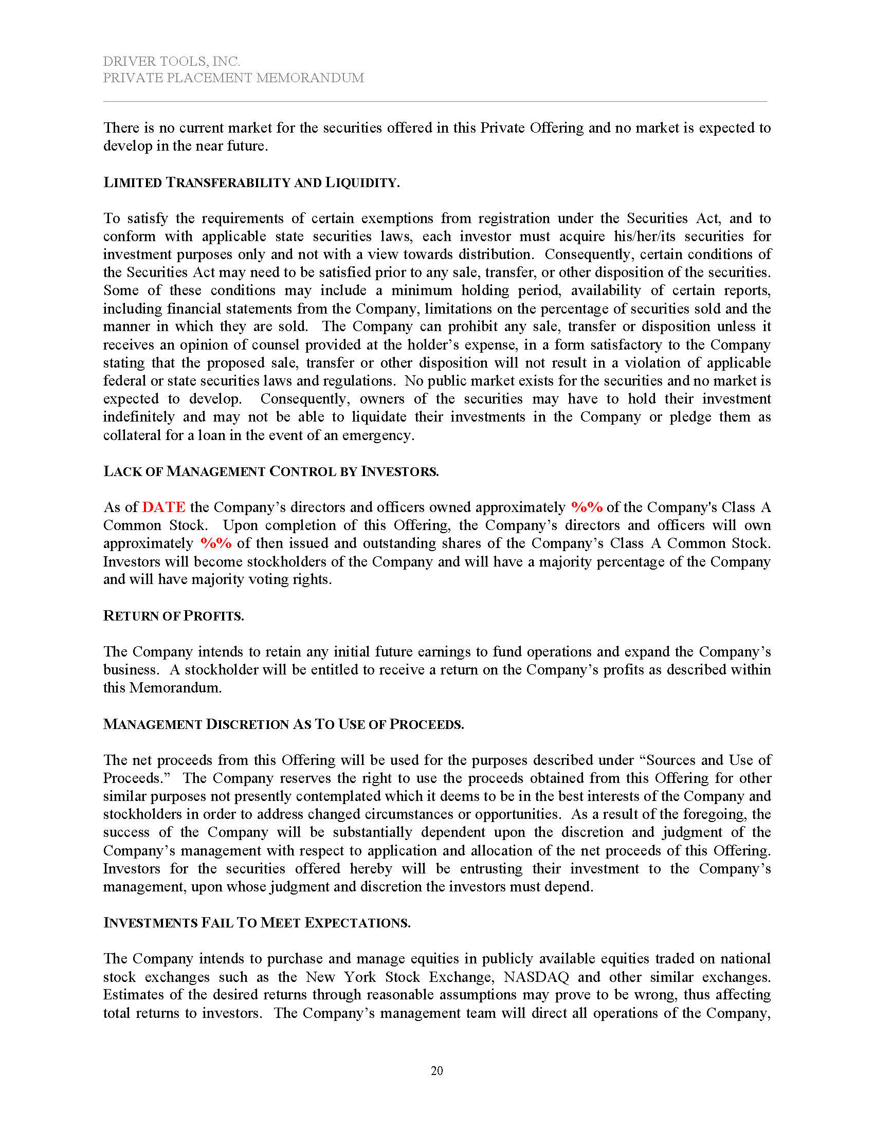 Rule 506(c) Corporate Hedge Fund