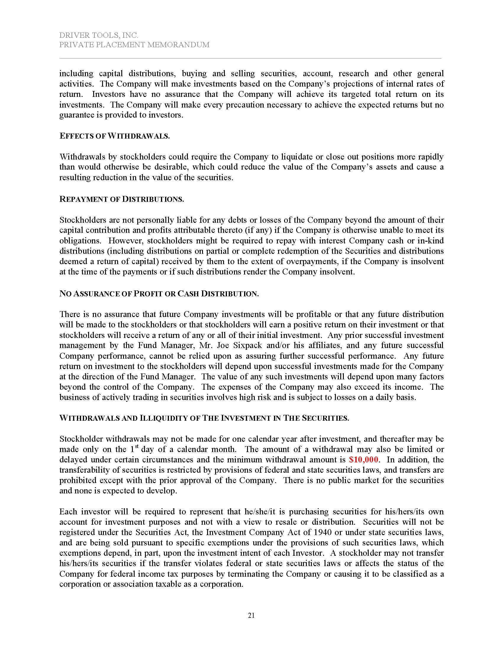 Rule 506(c) Corporate Hedge Fund