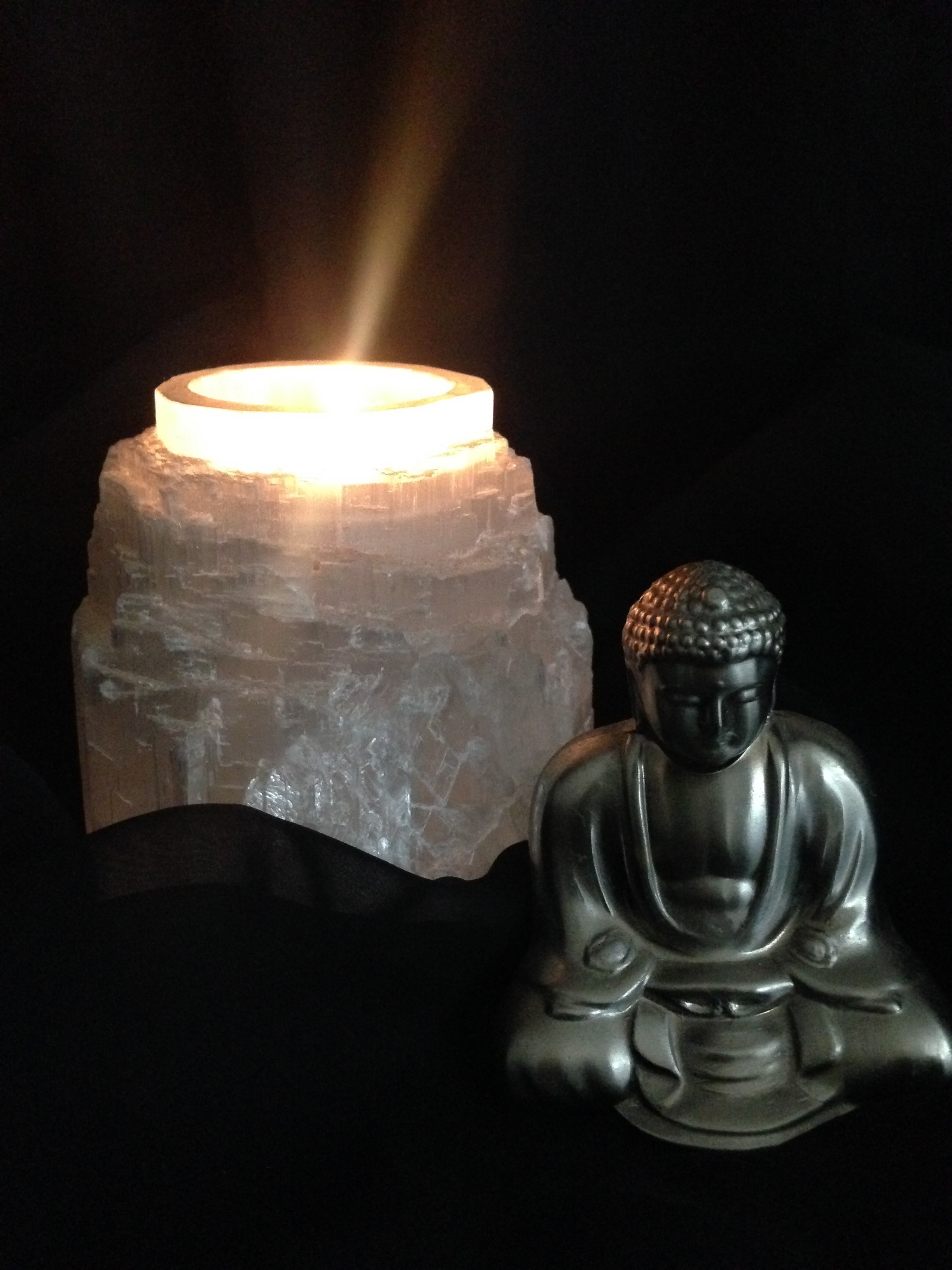 Selenite Tea Light Candle Holder (natural) 00098