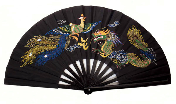 Abanico Negro de Bambu Original hecho a mano 00148