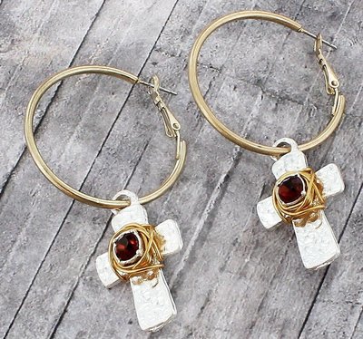 Smoky Quartz Wire Wrapped Cross Earrings Smoky Quartz Wire Wrapped Cross Earrings