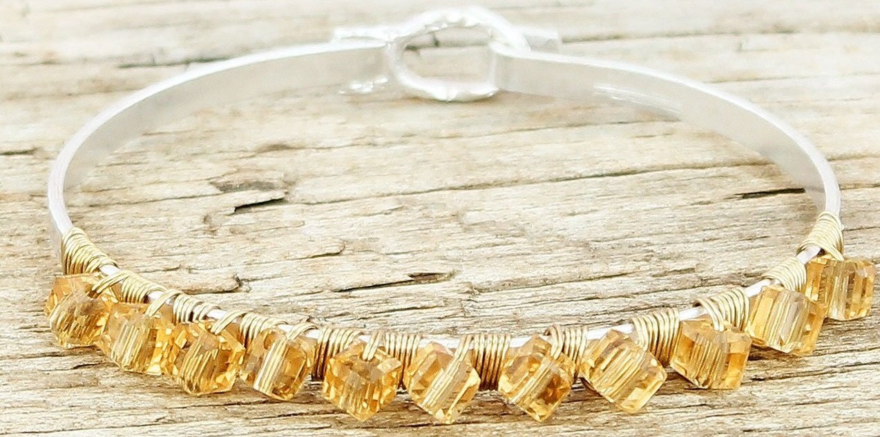 Champagne Wire Wrapped Bangle