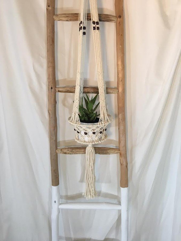 Wood Beaded Macrame Hanger DWBH60