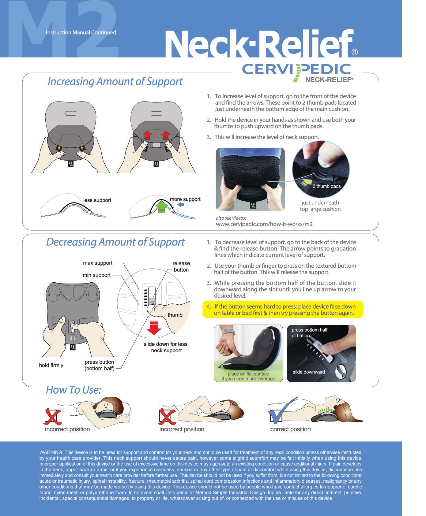 Neck-Relief M2 - Instructions cont.