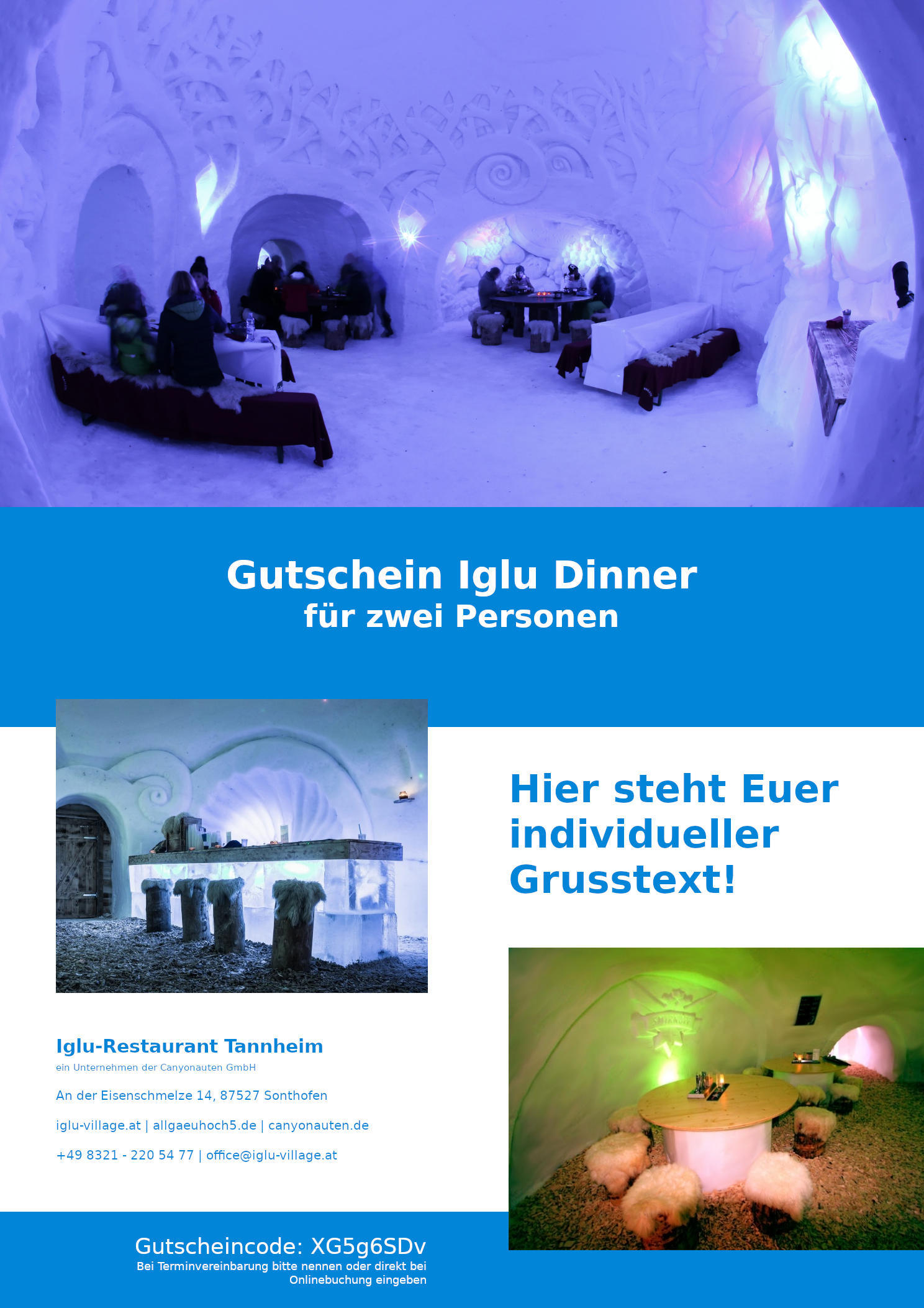 Gutschein Iglu-Dinner Tannheim