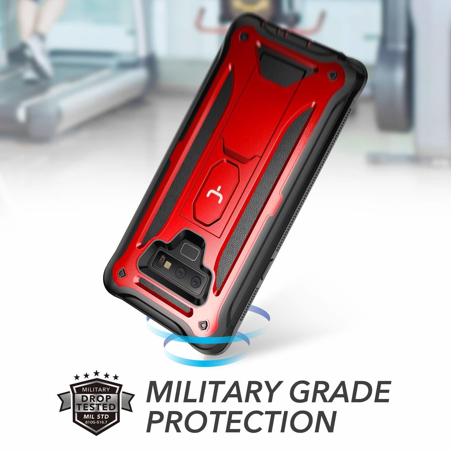 Case Galaxy Note 9 Rojo Vino Negro c/ Mica Integrada c/ Parador Vertical Horizontal
