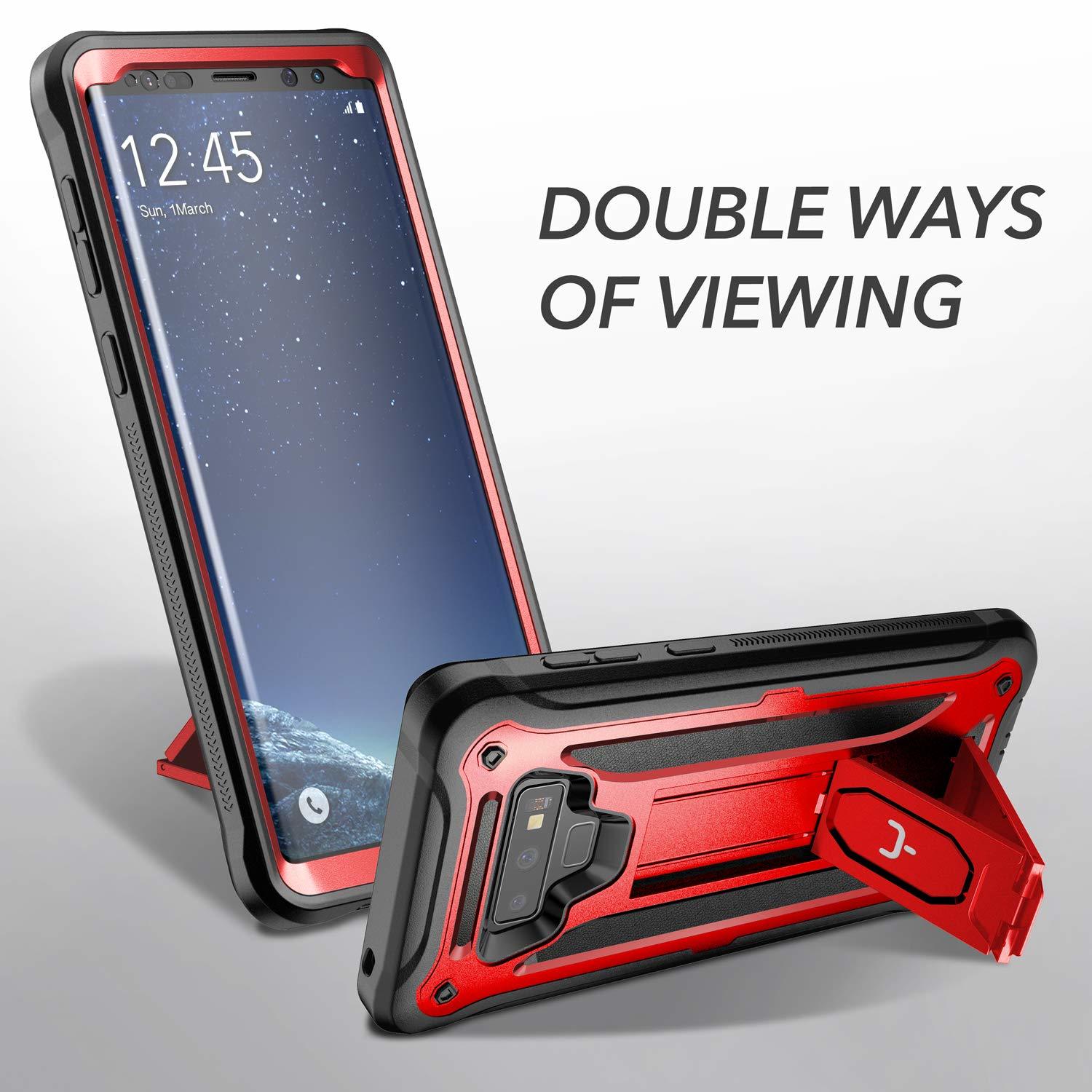 Case Galaxy Note 9 Rojo Vino Negro c/ Mica Integrada c/ Parador Vertical Horizontal