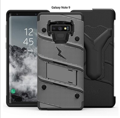 Case Galaxy Note 9 c/ Vidrio Gris Negro c/ 2 Parantes y Gancho Case Galaxy Note 9 c/ Vidrio Gris Negro c/ 2 Parantes y Gancho