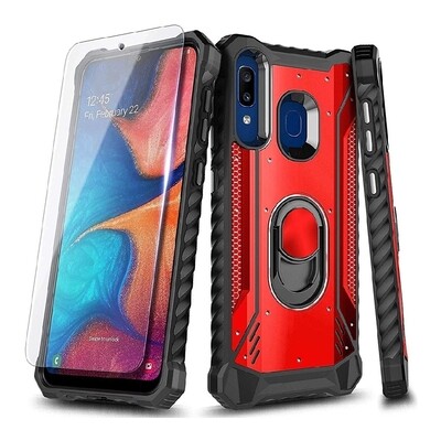 Carcasa Samsung Galaxy A50/A30/A20 c/ Vidrio Templado y soporte de metal - Varios Colores Carcasa Samsung Galaxy A50/A30/A20 c/ Vidrio Templado y soporte de metal - Varios Colores