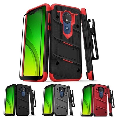 Case Zizo Moto G7 Power c/ Gancho c/ Vidrio Templado 4 Colores Case Zizo Moto G7 Power c/ Gancho c/ Vidrio Templado 4 Colores