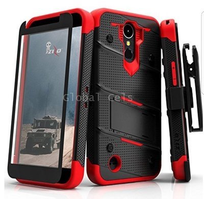Case LG K10 2017 Zizo c/ Vidrio Templado Extremo Negro con Rojo Case LG K10 2017 Zizo c/ Vidrio Templado Extremo Negro con Rojo