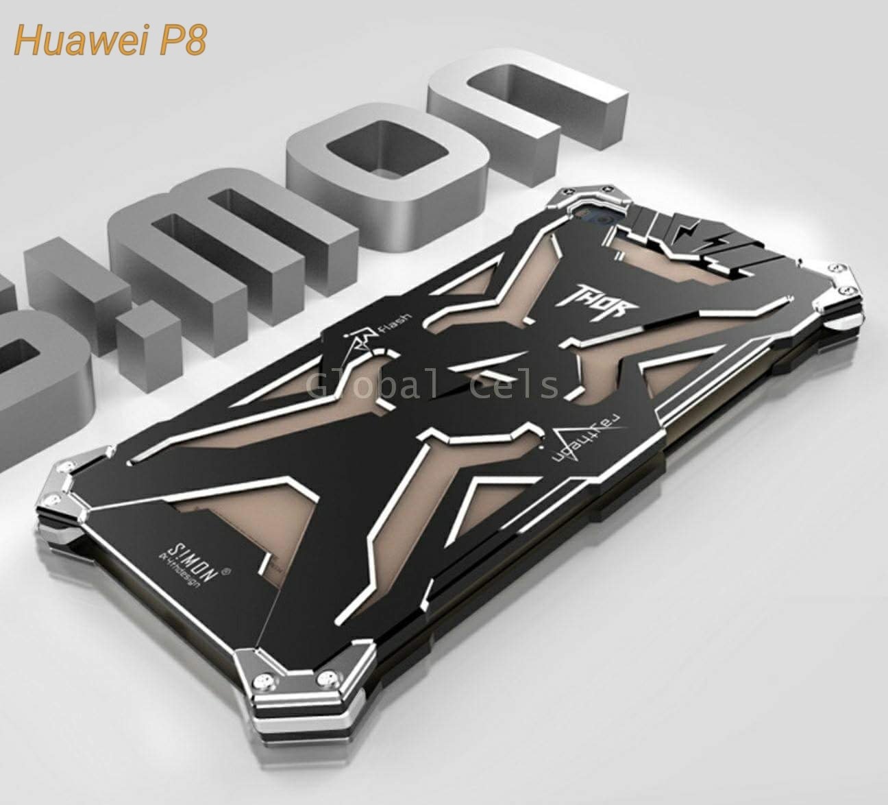 Case Metal Huawei P8 Thor Negro Carcasa con Pernos