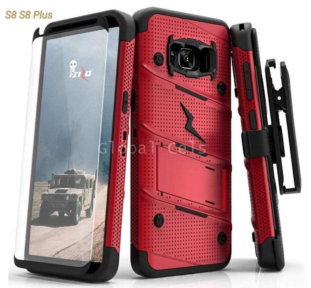 Case Zizo Galaxy S8 Plus + Vidrio Templado + Parante + Gancho Rojo 00238