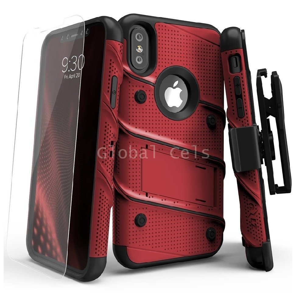 Case Iphone X Iphone 10 Carcasa con Vidrio Templado USA Rojo