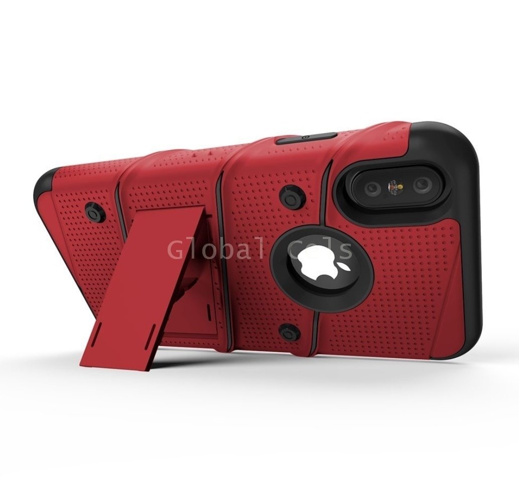 Case Iphone X Iphone 10 Carcasa con Vidrio Templado USA Rojo