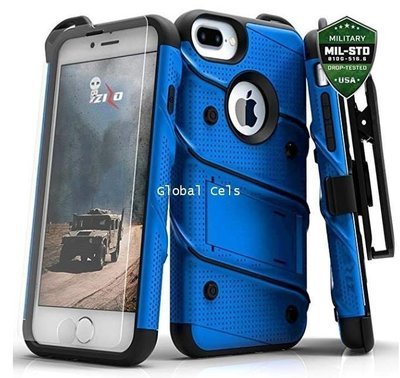 Case Iphone 8 Plus 6S 6 Plus Z-bold Azul con bordes Negros c/ Vidrio Templado Case Iphone 8 Plus 6S 6 Plus Z-bold Azul con bordes Negros c/ Vidrio Templado