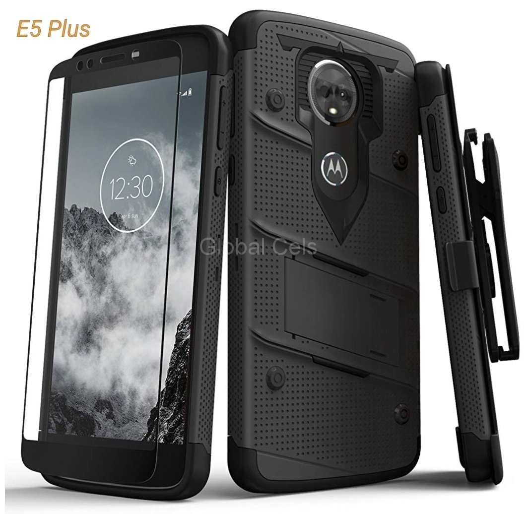 Case Moto E5 Plus c/ Vidrio Templado Negro Zizo 00309