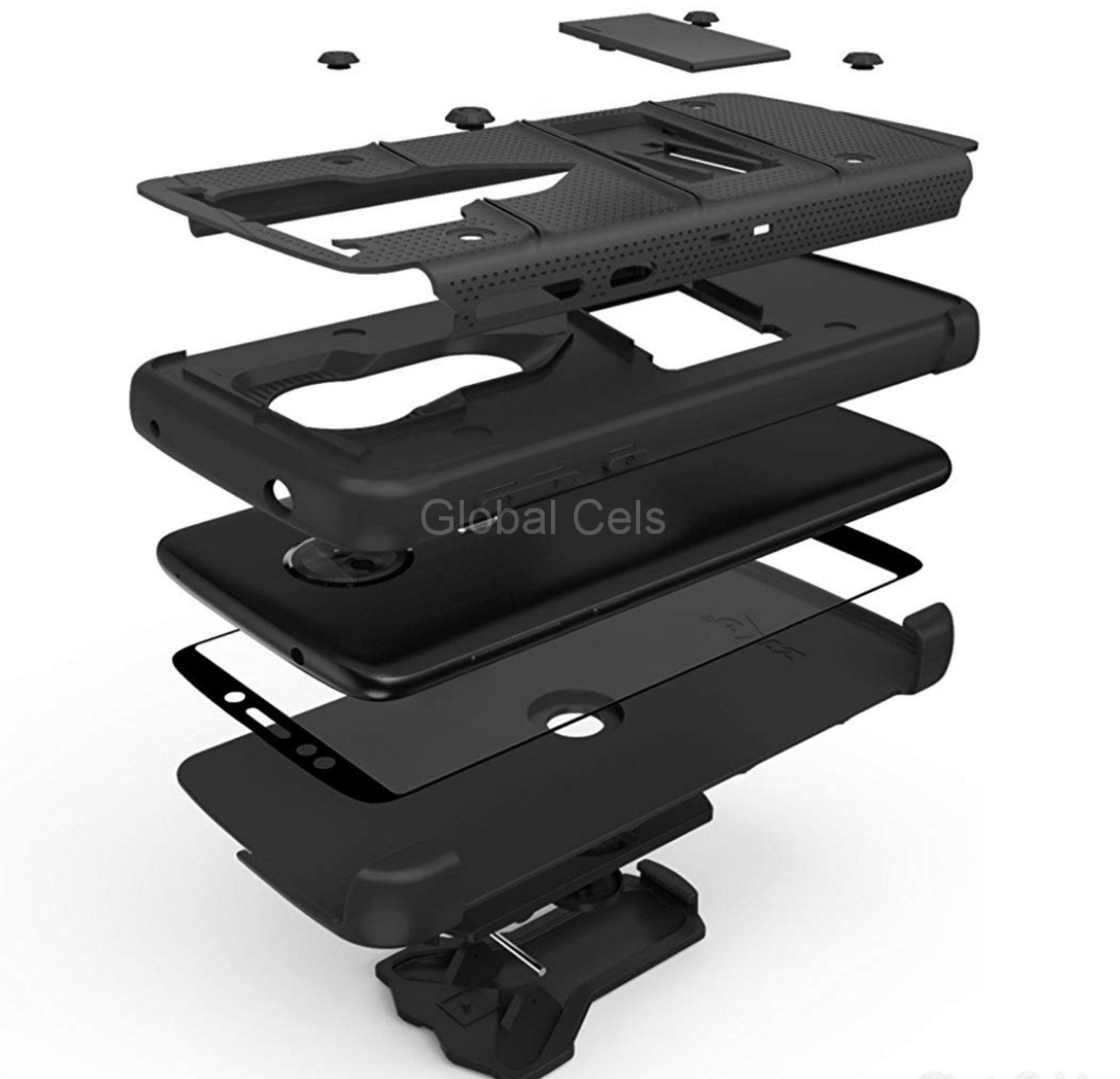 Case Moto E5 Plus c/ Vidrio Templado Negro Zizo
