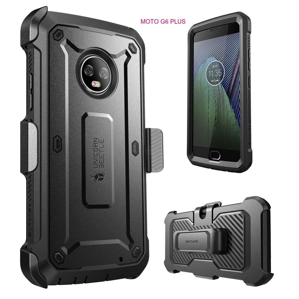 Case Moto G6 Plus Armadura Supcase Pro Carcasa 360 c/ Mica c/ Gancho 00314