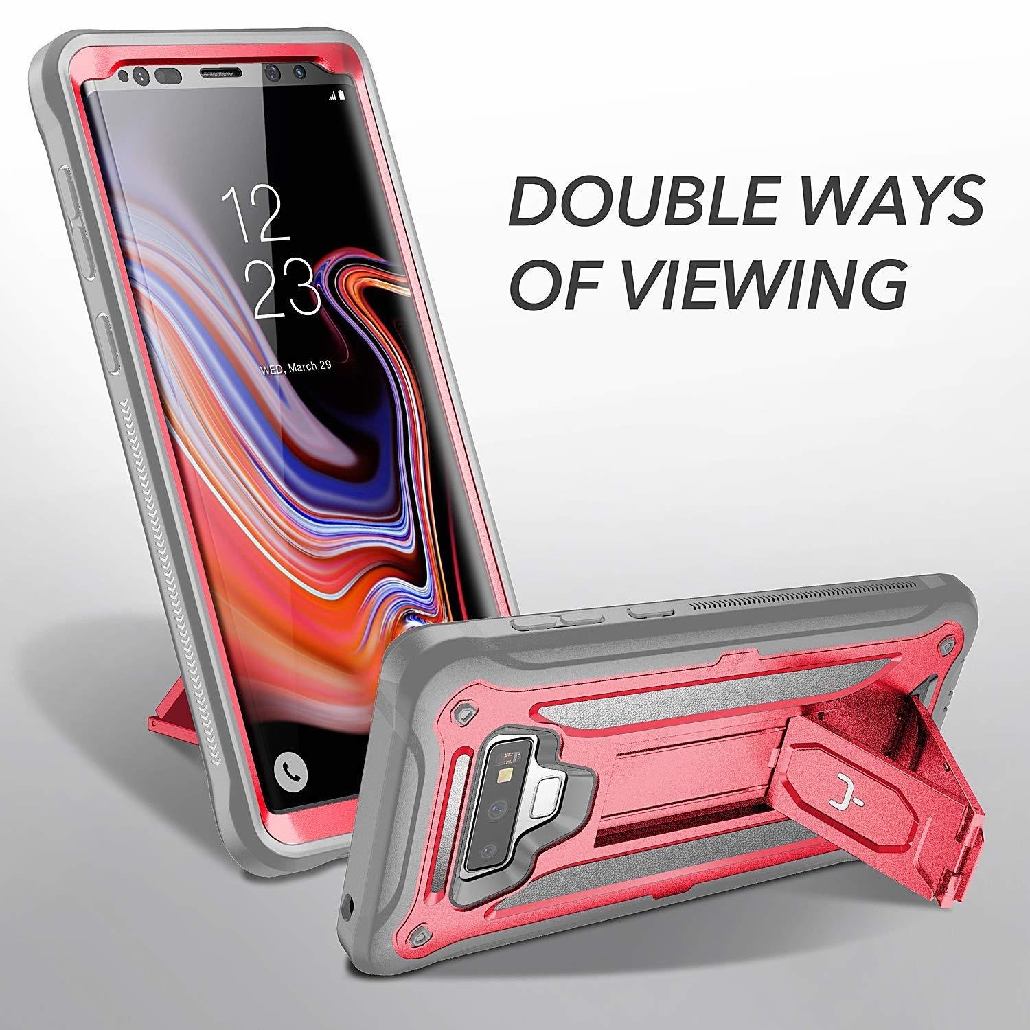 Case Galaxy Note 9 Rosado Funda 360 c/ Mica c/ Parador Vertical Horizontal