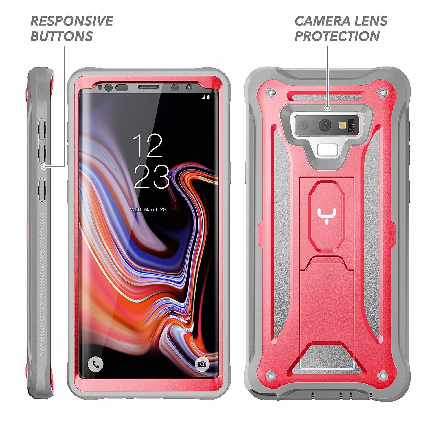 Case Galaxy Note 9 Rosado Funda 360 c/ Mica c/ Parador Vertical Horizontal