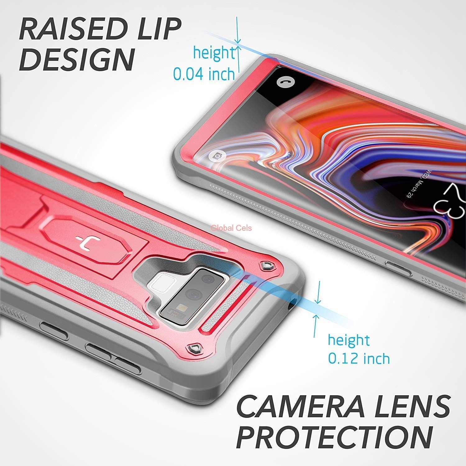 Case Galaxy Note 9 Rosado Funda 360 c/ Mica c/ Parador Vertical Horizontal