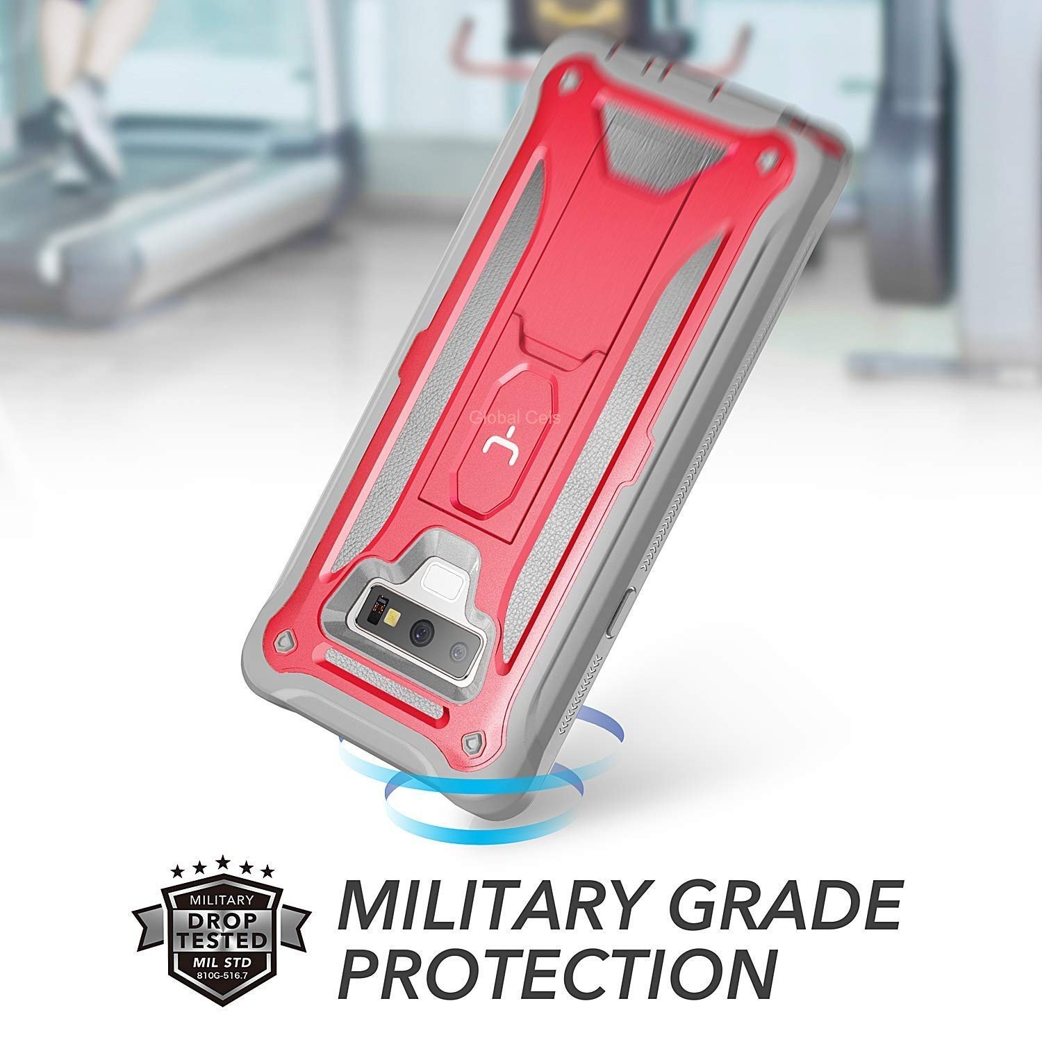 Case Galaxy Note 9 Rosado Funda 360 c/ Mica c/ Parador Vertical Horizontal