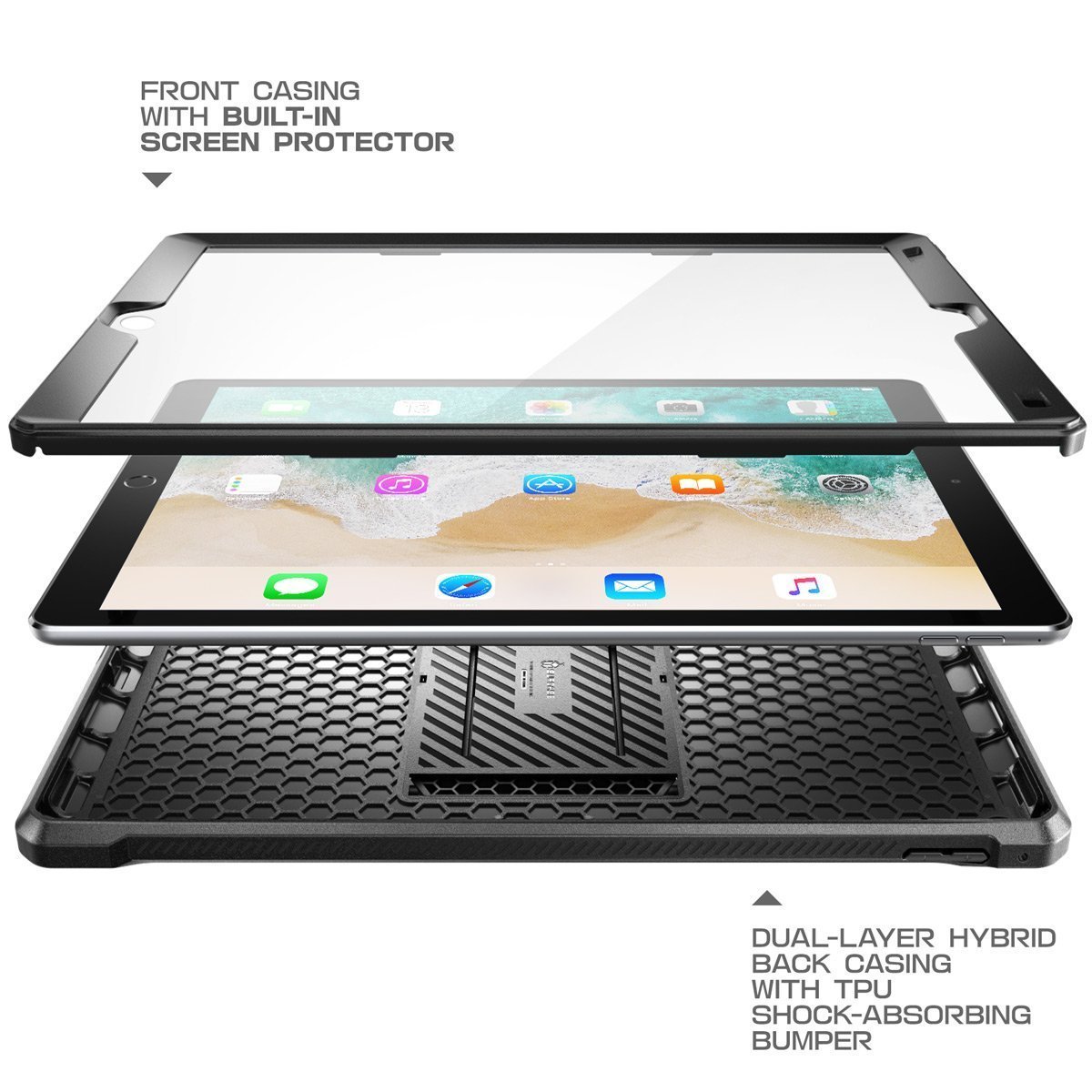 Case Ipad 9,7" Ipad 5 IPad 6 Ipad 2017 2018 Supcase color Negro