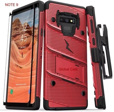 Case Galaxy Note 9 Rojo con Negro Zizo Bold c/ Vidrio Glass c/ Gancho c/ Parante Inclinable Case Galaxy Note 9 Rojo con Negro Zizo Bold c/ Vidrio Glass c/ Gancho c/ Parante Inclinable