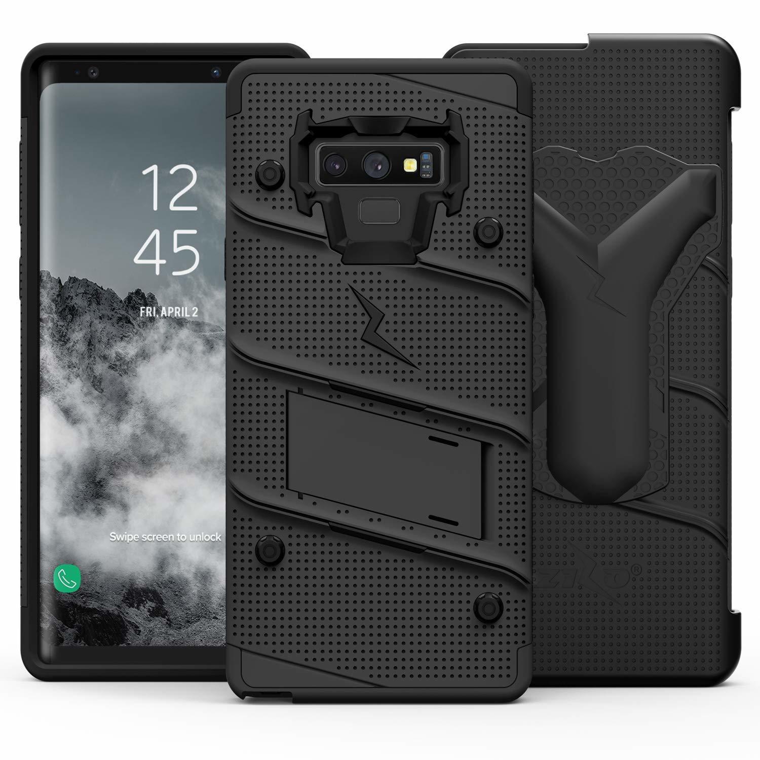 Case Galaxy Note 9 Negros c/ Vidrio Templado c/ Gancho c/ 2 parantes Zizo Z-bold