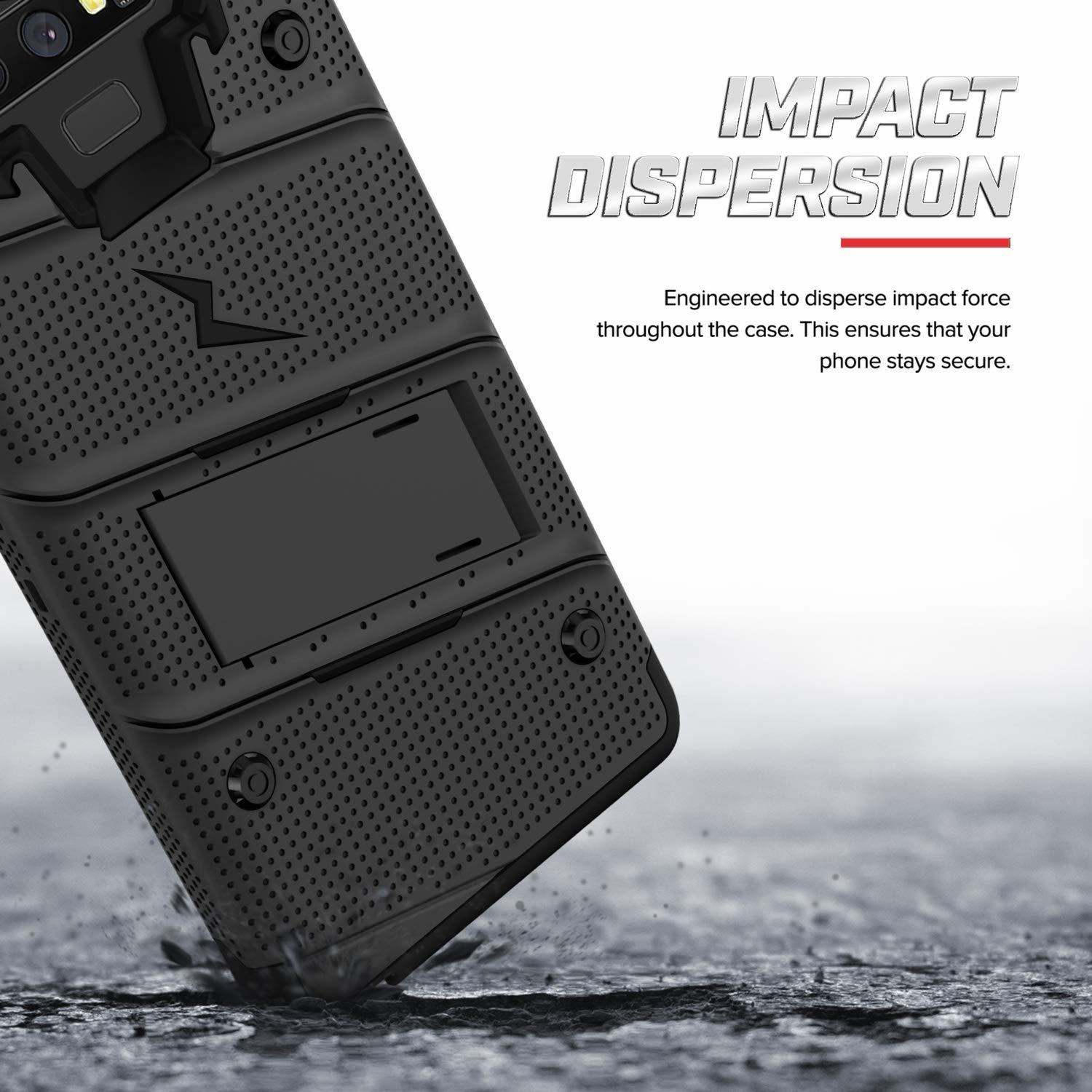 Case Galaxy Note 9 Negros c/ Vidrio Templado c/ Gancho c/ 2 parantes Zizo Z-bold